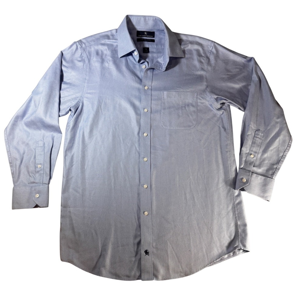 Hart Schaffner Marx Mens 15.5 33 Blue Pima Cotton Non-Iron Dress Shirt Long Slv - Picture 2 of 8